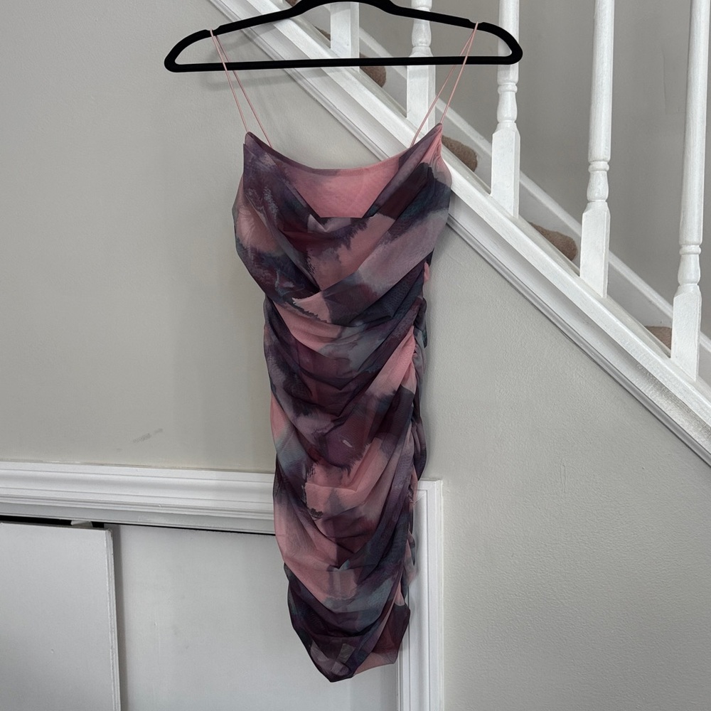 Oh Polly One Shoulder Dress in Pink and Purple